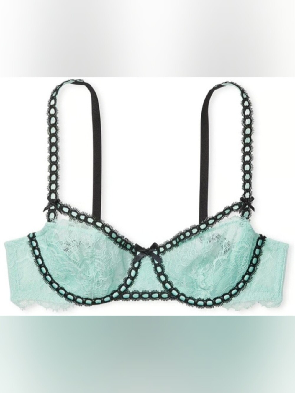 32C 32D VS Wicked Unlined Lace Black Ribbon Slot Balconette Bra